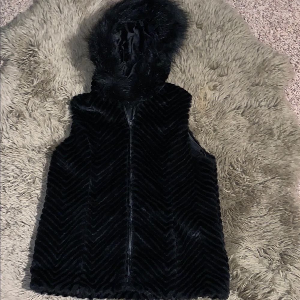 Faux fur hooded vest